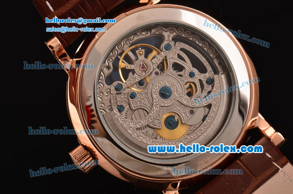 Patek Philippe Grand Complications Asia 3836 Automatic Rose Gold Case with Brown Leather Strap Skeleton Dial Numeral Markers - Click Image to Close